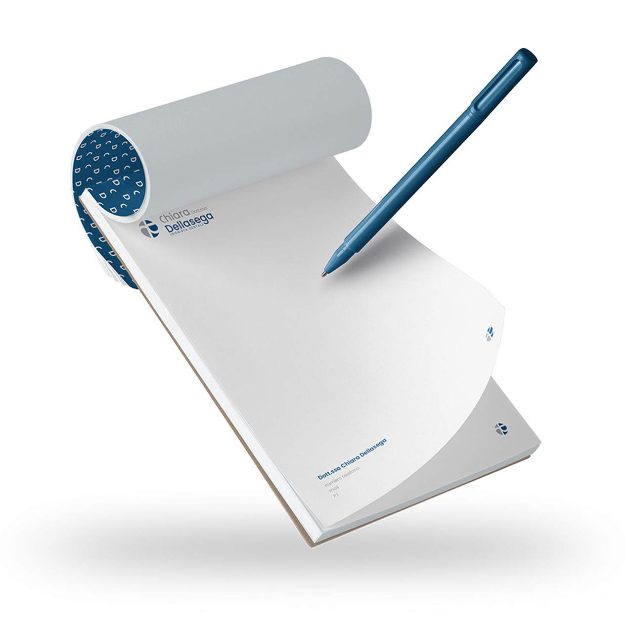 Dottoressa Chiara Dellasega - Igienista dentale - applicativi logo - block notes